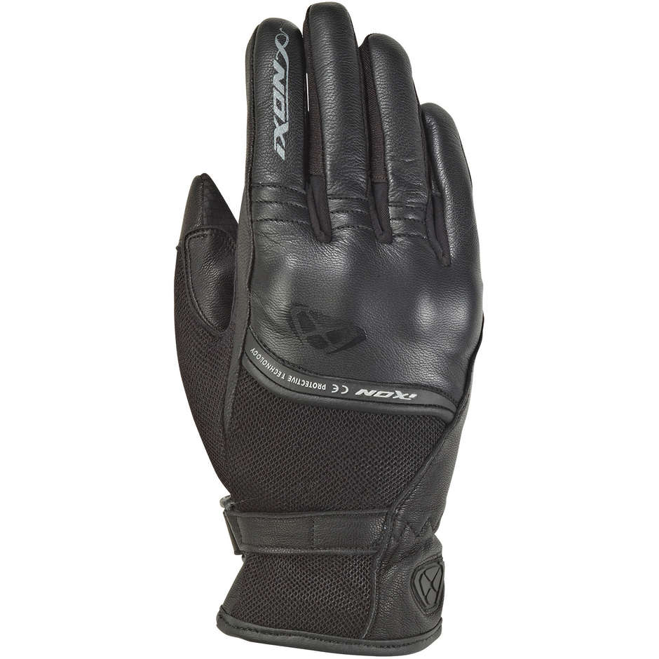 Ixon RS Shine 2 Damen Sommer Motorrad Handschuhe aus schwarzem Leder und Stoff