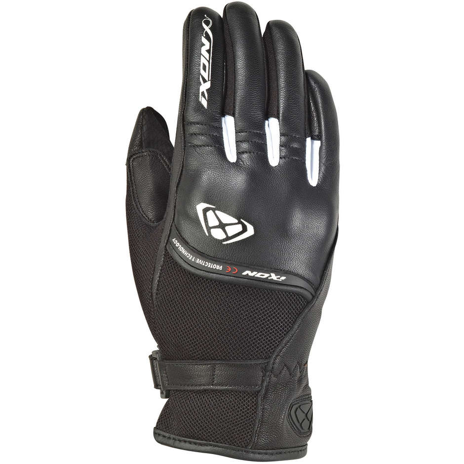 Ixon RS Shine 2 lady Summer Motorcycle Gloves In Black White Leather and Fabric