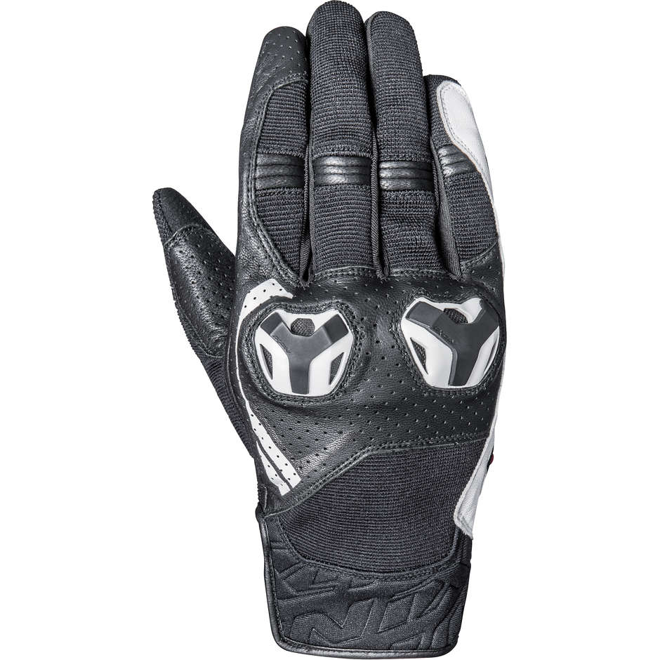 Ixon RS SPLITER Summer Leather and Fabric Motorcycle Gloves Black White
