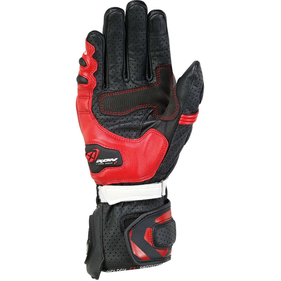 Ixon RS Tempo Air Racing Gloves In Black Red Leather