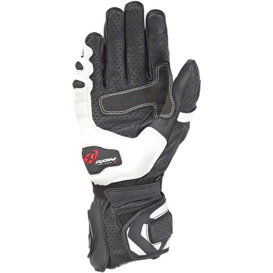 Ixon RS Tempo Air Racing Handschuhe In Schwarz Weiß Leder