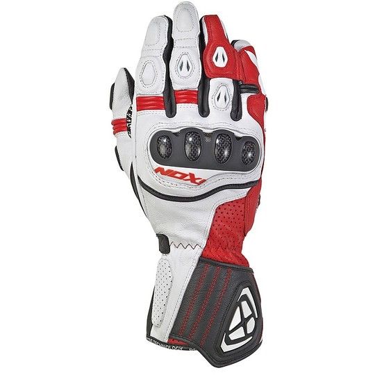 Ixon RS Tilt Motorcycle Gloves In Black White Red Leather