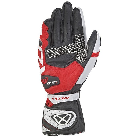 Ixon RS Tilt Motorcycle Gloves In Black White Red Leather