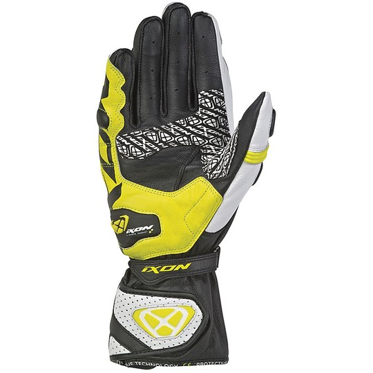 Ixon RS Tilt Motorrad Handschuhe In Schwarz Weiß Gelb Leder