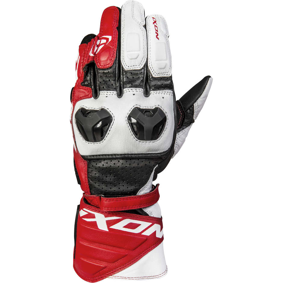 Ixon RS TILTER Sports Leather Motorcycle Gloves Black White Red