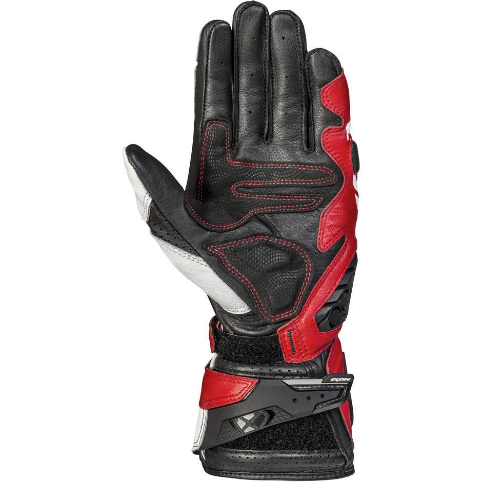 Ixon RS TILTER Sports Leather Motorcycle Gloves Black White Red