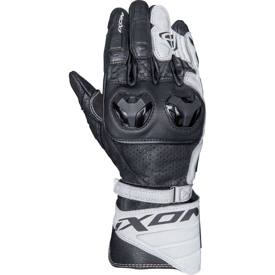 Ixon RS TILTER Sports Leather Motorcycle Gloves Black White