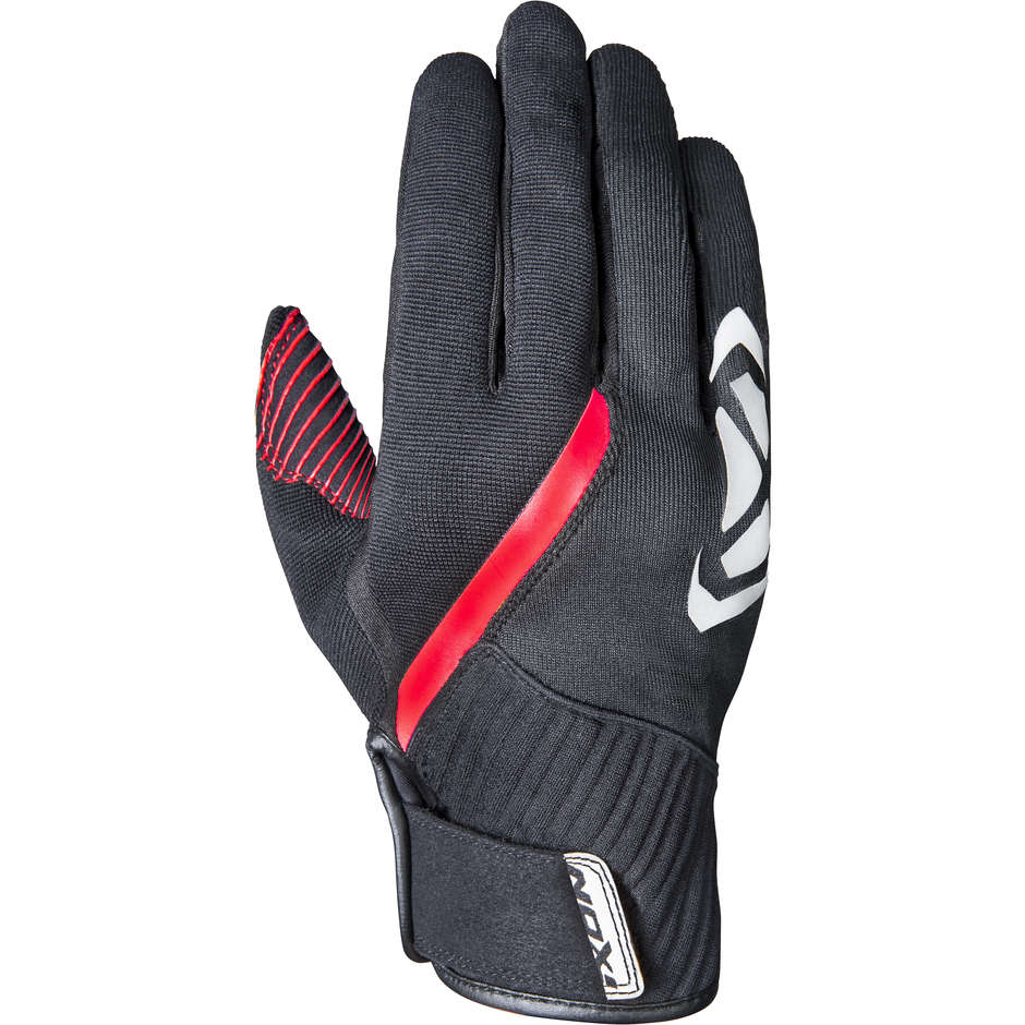 Ixon RS WHEELIE Summer Fabric Motorcycle Gloves Black White Red
