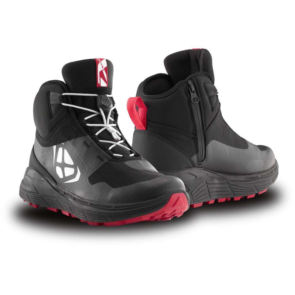 Ixon SNAKE WP Motorcycle Shoes Black White Red