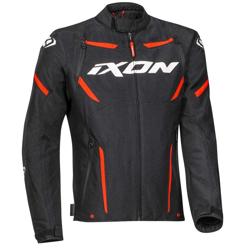 IXON Sprinter Motorradjacke Schwarz/rot – Wasserdicht, Belüftet, Mit Protektoren, Größe XL