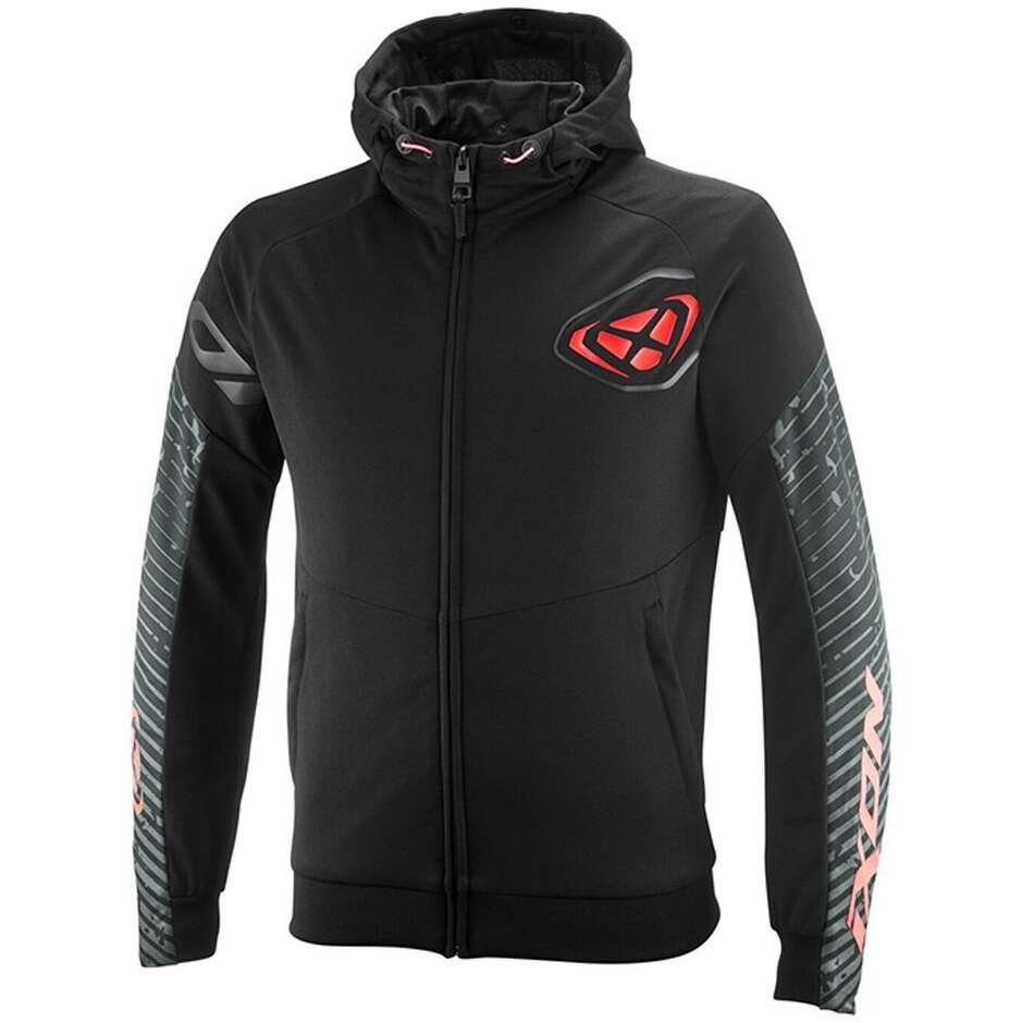 Ixon TOUCHDOWN AIR Sommer-Motorrad-Sweatshirt, Schwarz und Hellrot