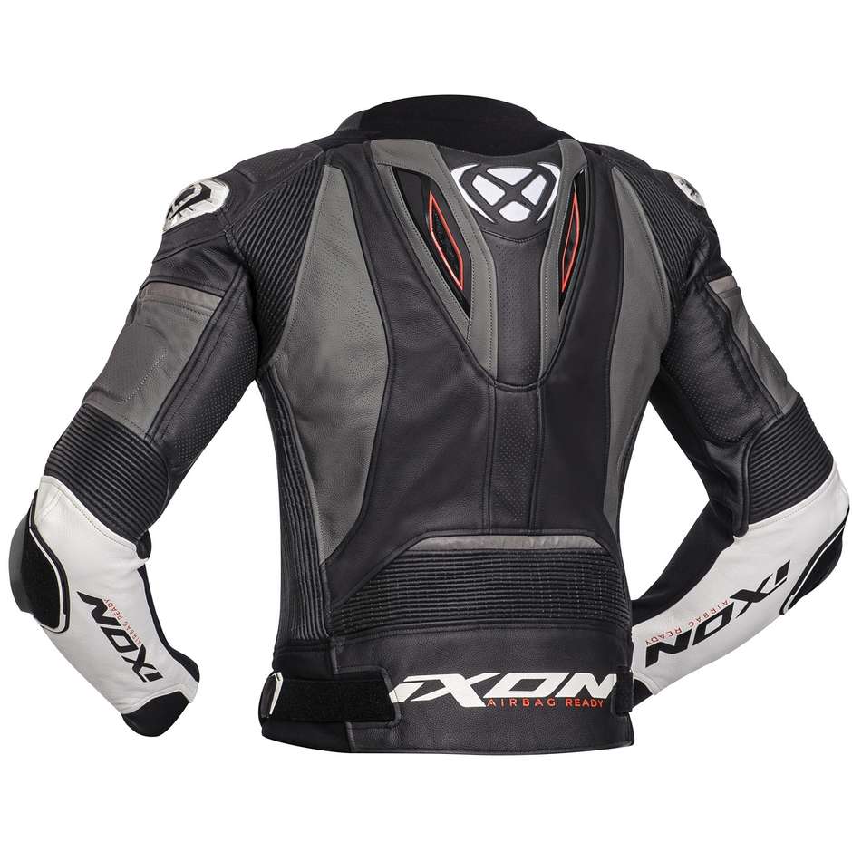 Ixon VENDETTA EVO JK Racing Leather Motorcycle Jacket Black Gray White