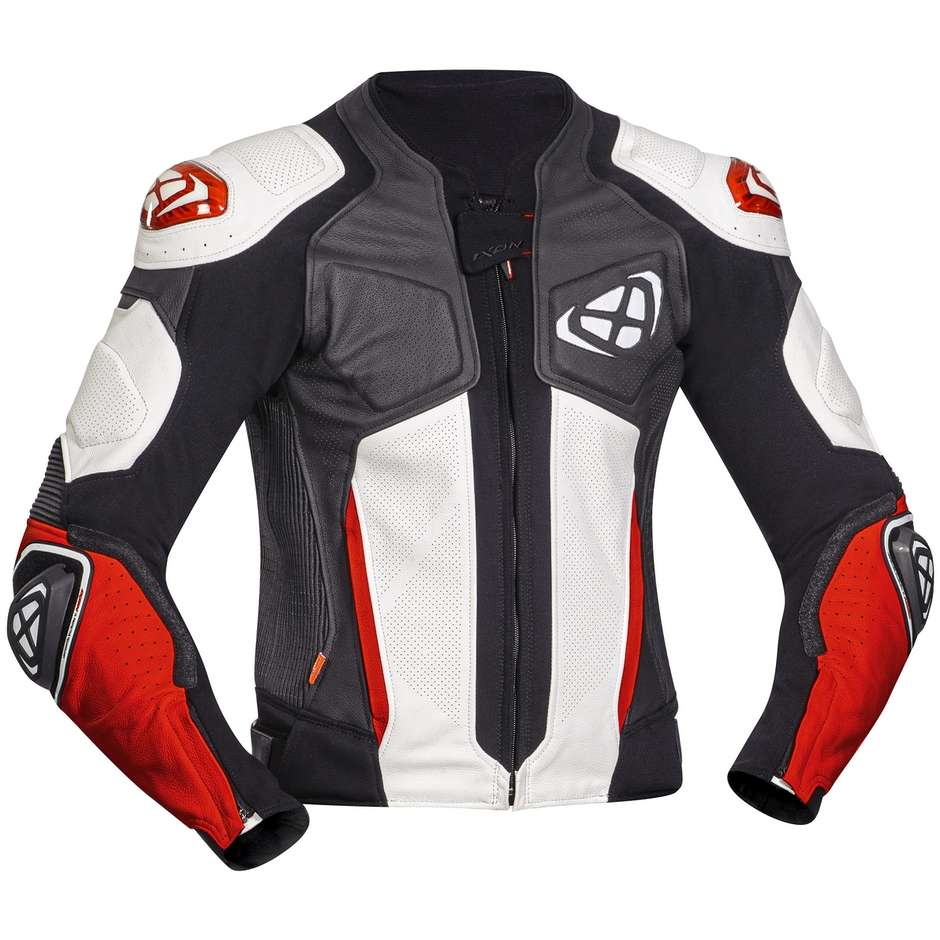 Ixon VENDETTA EVO JK Racing Leather Motorcycle Jacket Black White Red