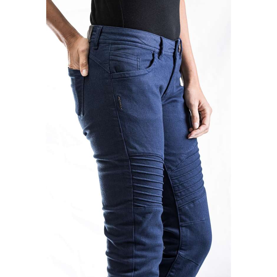 Ixon VICKY Pantalon en jean de moto pour femme certifié bleu marine