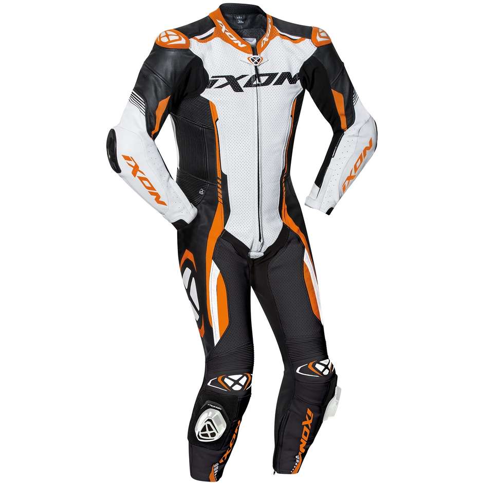 Ixon VORTEX 2 Combinaison de moto professionnelle en cuir noir blanc orange