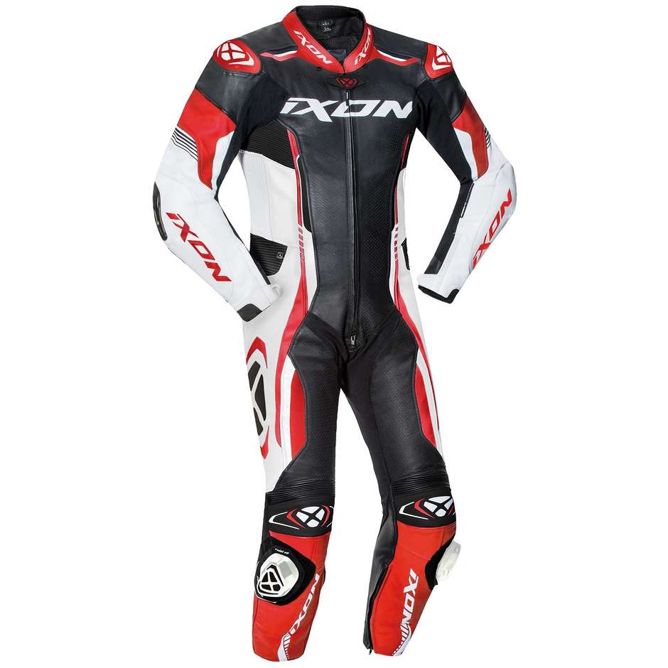 Ixon VORTEX 2 Combinaison de moto professionnelle en cuir noir blanc rouge
