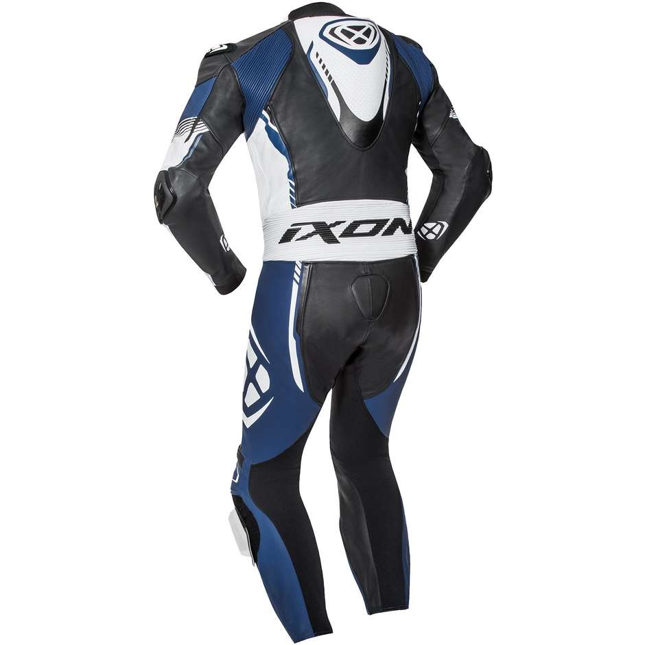 Ixon VORTEX 2 Combinaison moto professionnelle en cuir noir blanc bleu