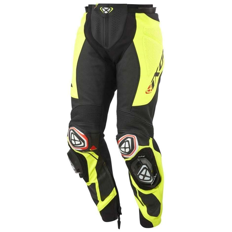 Ixon VORTEX 3 PT Motorcycle Leather Pants Black Yellow Fluo