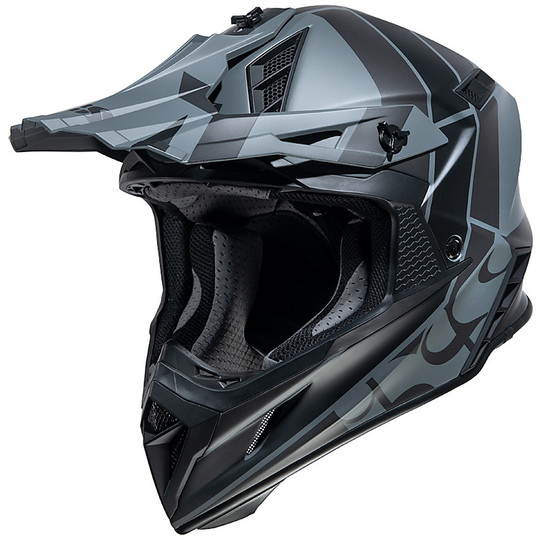 Ixs 189 2.0 Cross Enduro casque de moto en fibre noir mat gris