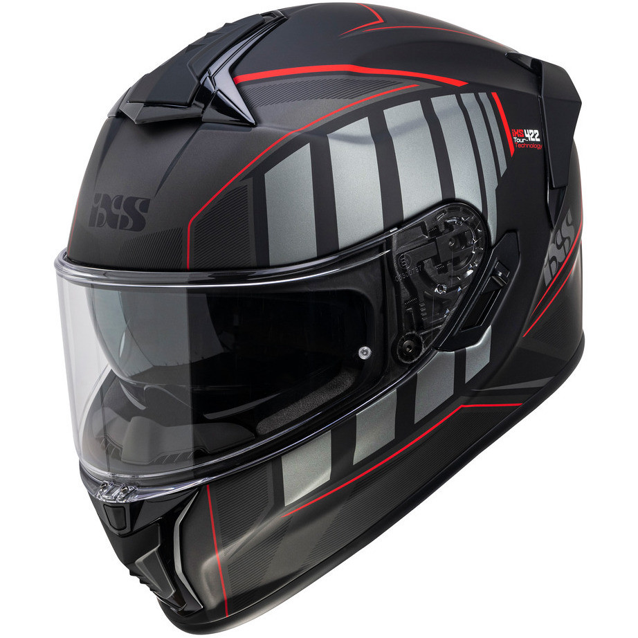 Ixs 422 FG 2.1 Fiber Full Face Motorcycle Helmet Matt Black Red