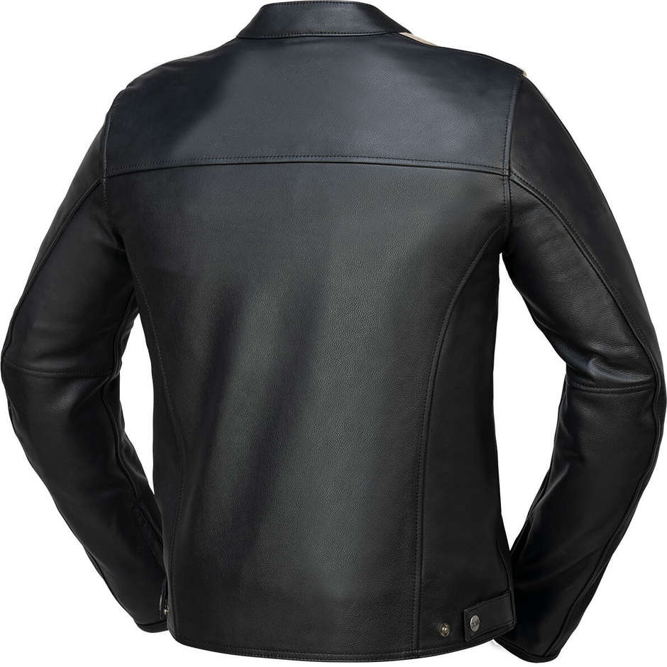 Ixs CLASSIC LD STRIPE 48H Black Leather Motorcycle Jacket