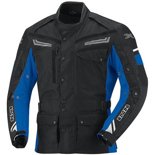 IXS Evans Fabric Motorcycle Jacket Black Blue