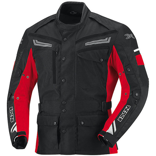 IXS Evans Fabric Motorcycle Jacket Black Red