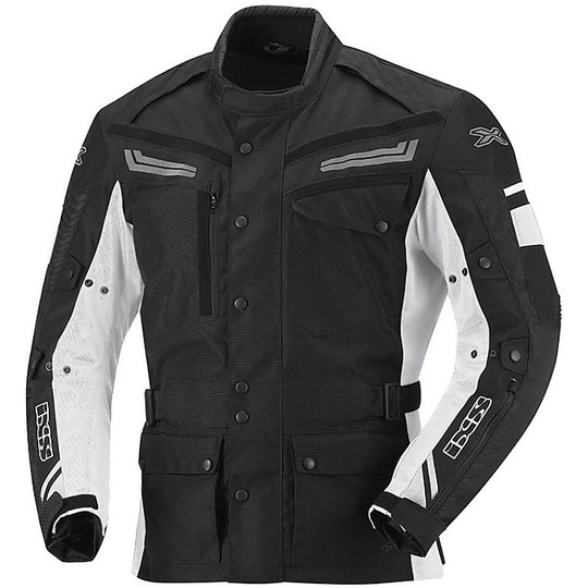 IXS Evans Fabric Motorcycle Jacket Black White