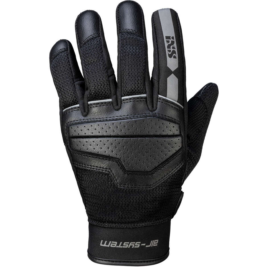 Ixs EVO-AIR Black Gray Leather and Fabric Motorcycle Gloves