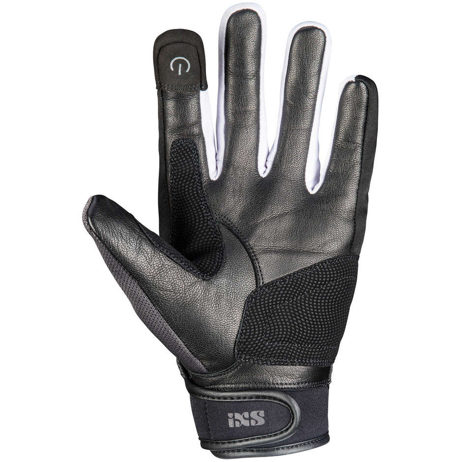 Ixs EVO-AIR Black Gray White Leather and Fabric Motorcycle Gloves