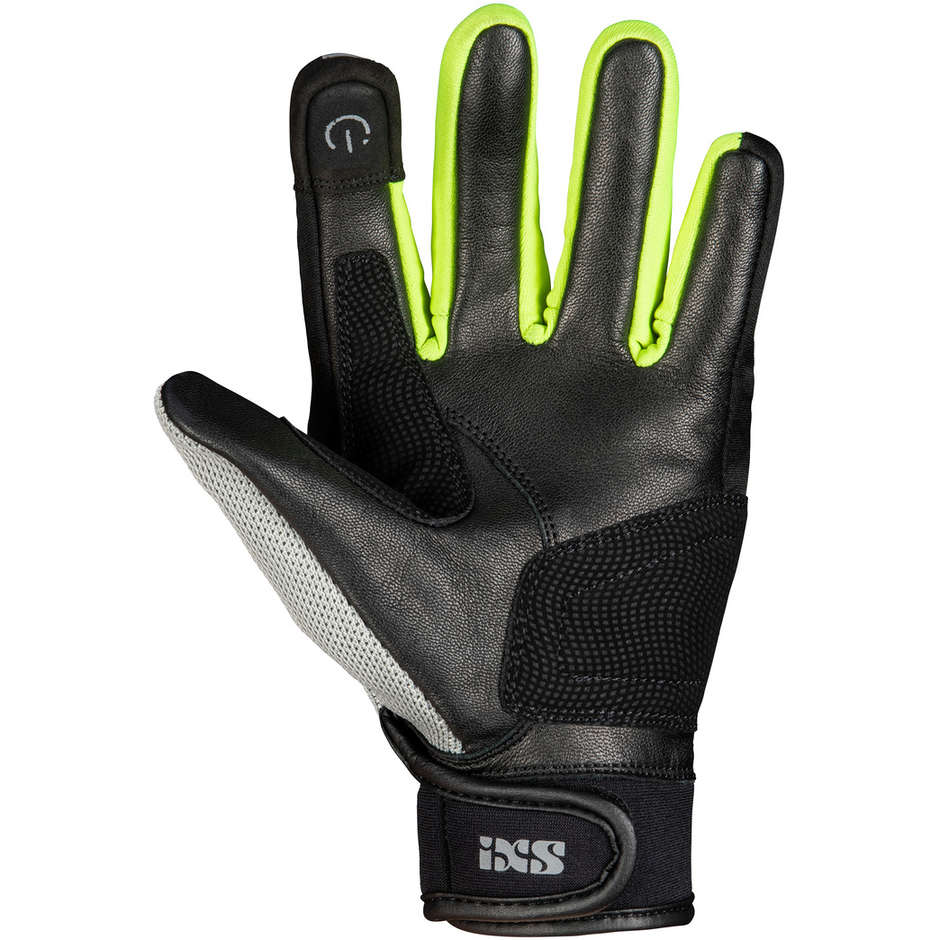Ixs EVO-AIR Women's Motorcycle Gloves Black Gray Yellow Fluo