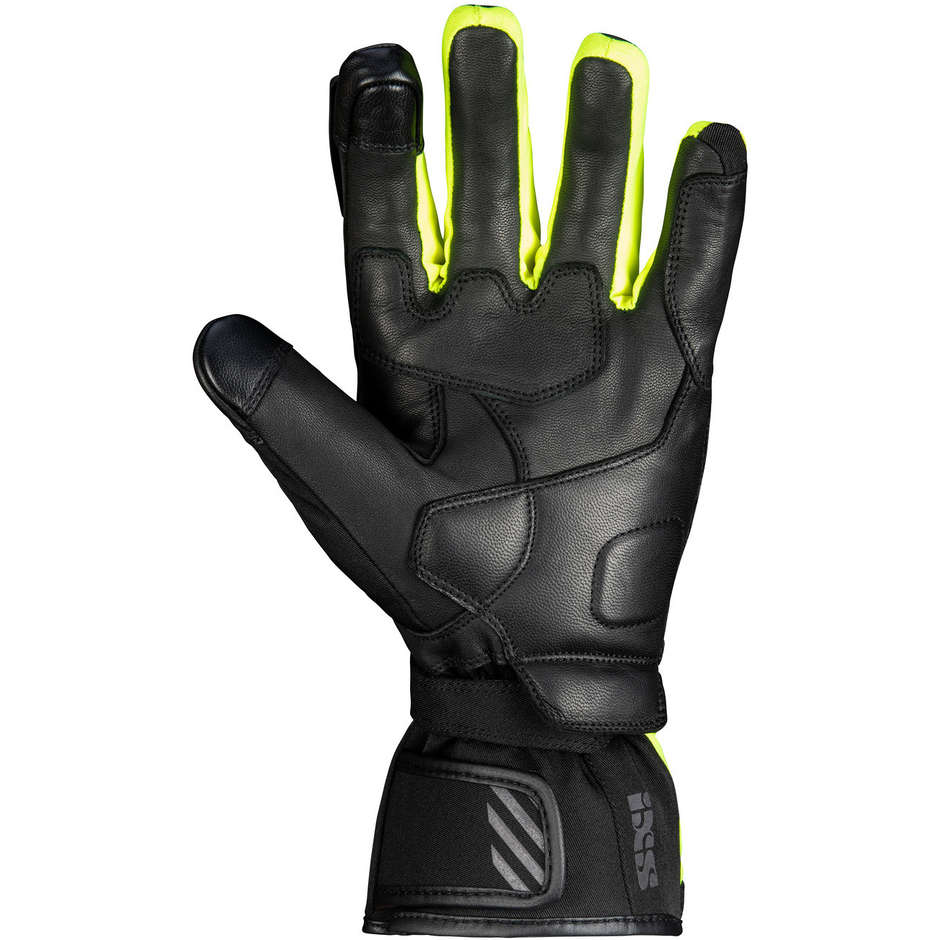 Ixs GLASGOW-ST 2.0 Leather and Fabric Motorcycle Gloves Black Yellow