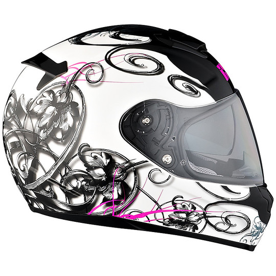IXS iXS 215 Curl Integral Motorcycle Helmet Black White Pink
