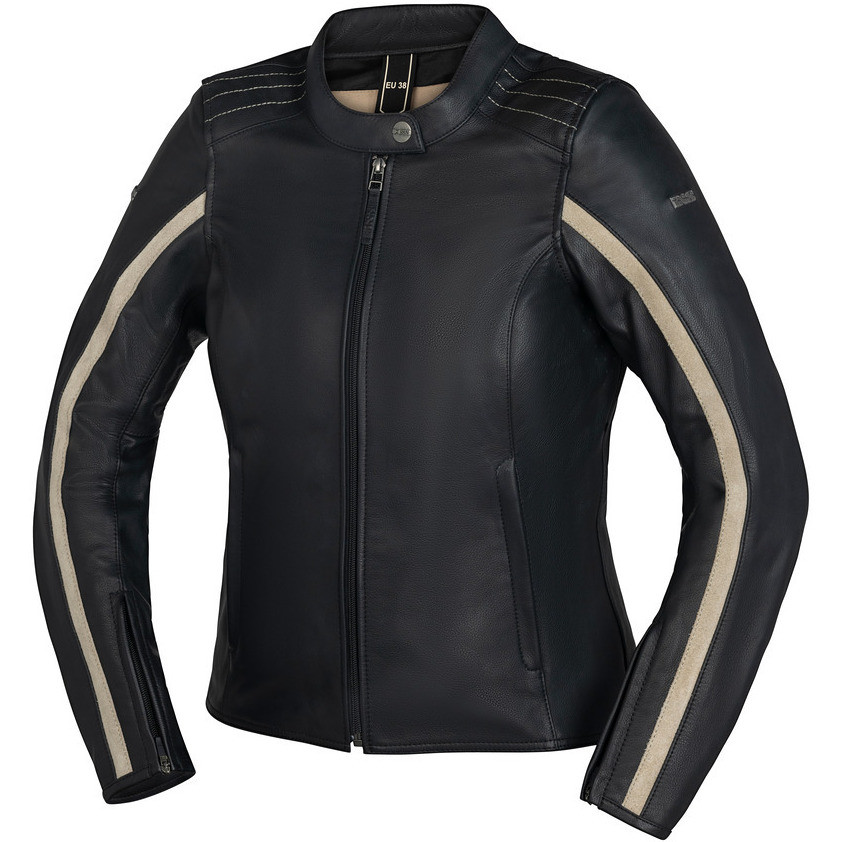 Ixs LD STRIPE Black Leather Woman Motorcycle Jacket