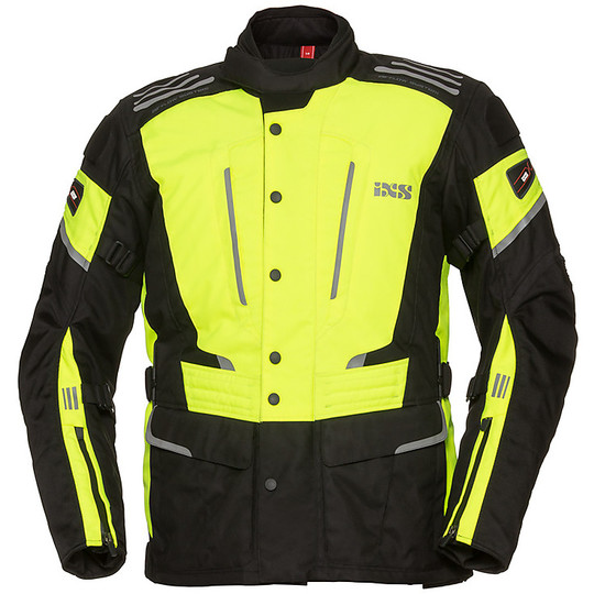 IXS Powells-ST Motorcycle Fabric Jacket 4 Seasons Yellow Neon Black
