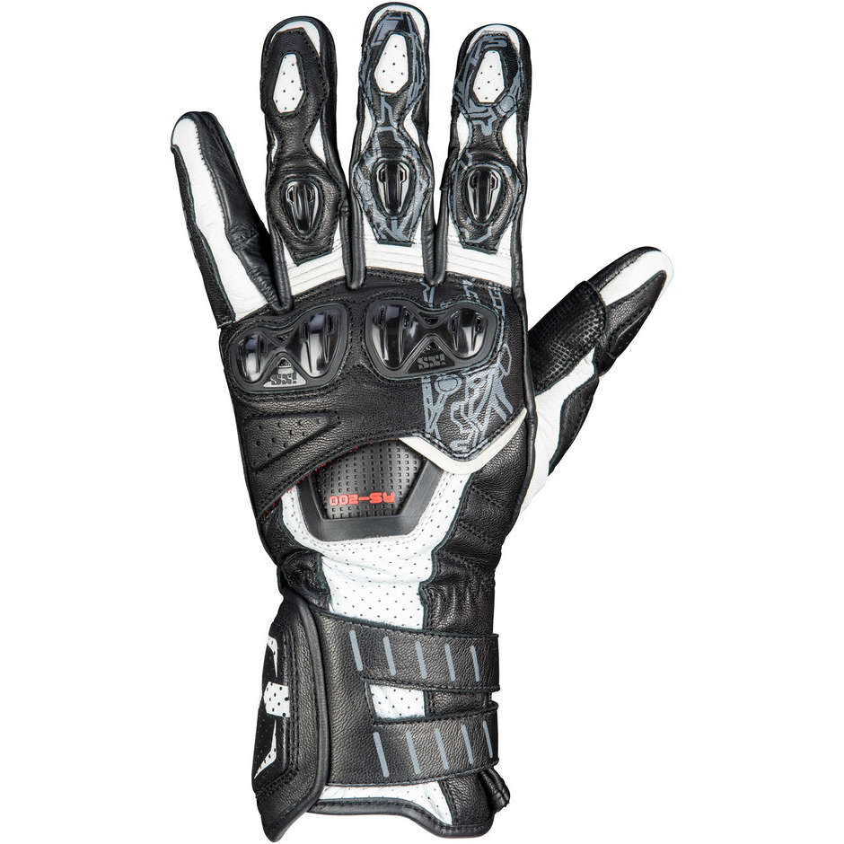 Ixs RS-200 3.0 Sport Leather Motorcycle Gloves White Black