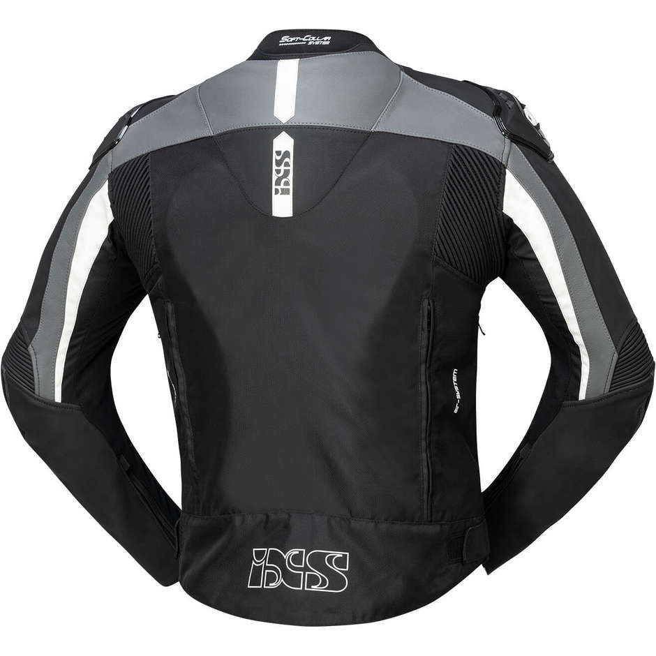 Ixs RS-500 1.0 Black Gray Leather and Fabric Motorcycle Jacket