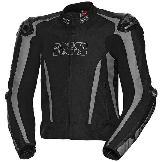 Ixs SPORT LT RS-1000 Motorcycle Leather and Textile Jacket Black Gray