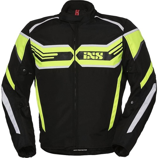 IXS Sport RS-400-ST Fabric Motorcycle Jacket Black Fluo Yellow