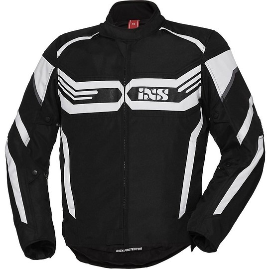 IXS Sport RS-400-ST Fabric Motorcycle Jacket Black White