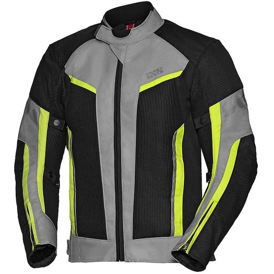 Ixs SPORT RS-ASHTON-AIR Summer Fabric Motorcycle Jacket Black Gray Yellow