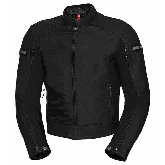 Ixs TOUR Motorcycle Leather and Fabric Jacket Black LT-ST