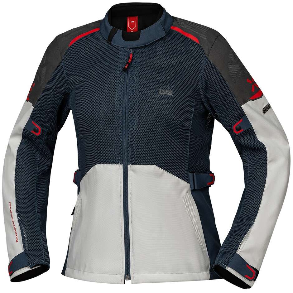 Ixs Tourster-BigAir 1.0 Women's Summer Motorcycle Jacket Light Grey Blue Red