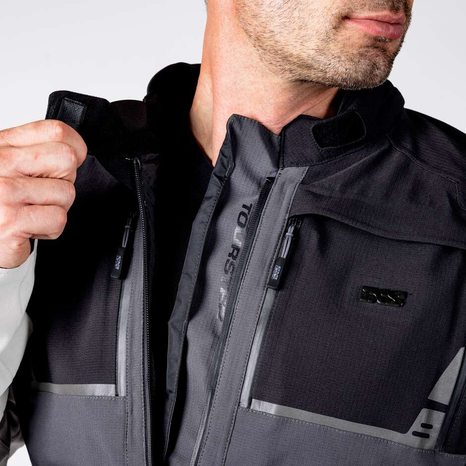 iXS Tourster-STX 2.0 Laminierte Motorradjacke Dunkelgrau - Schwarz - Cool Grey - Kurz