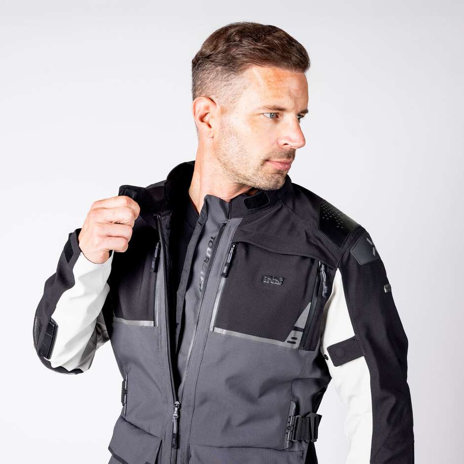 iXS Tourster-STX 2.0 Laminierte Motorradjacke Dunkelgrau - Schwarz - Cool Grey - Kurz