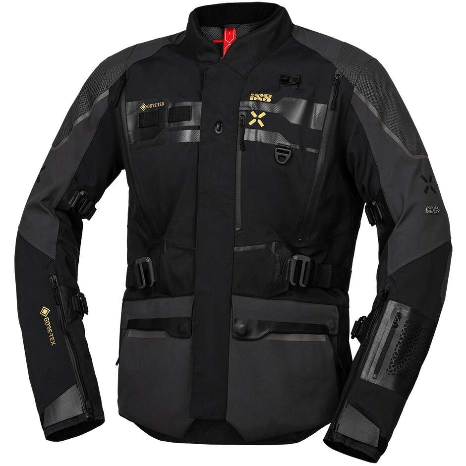 Ixs Venture-GTX 1.0 Laminated Motorcycle Jacket Black-Medium Grey