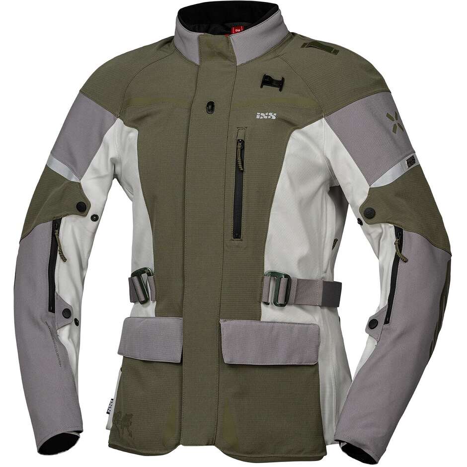 Ixs Venture-STX 1.0 laminierte Damen-Motorradjacke Hellgrau-Oliv