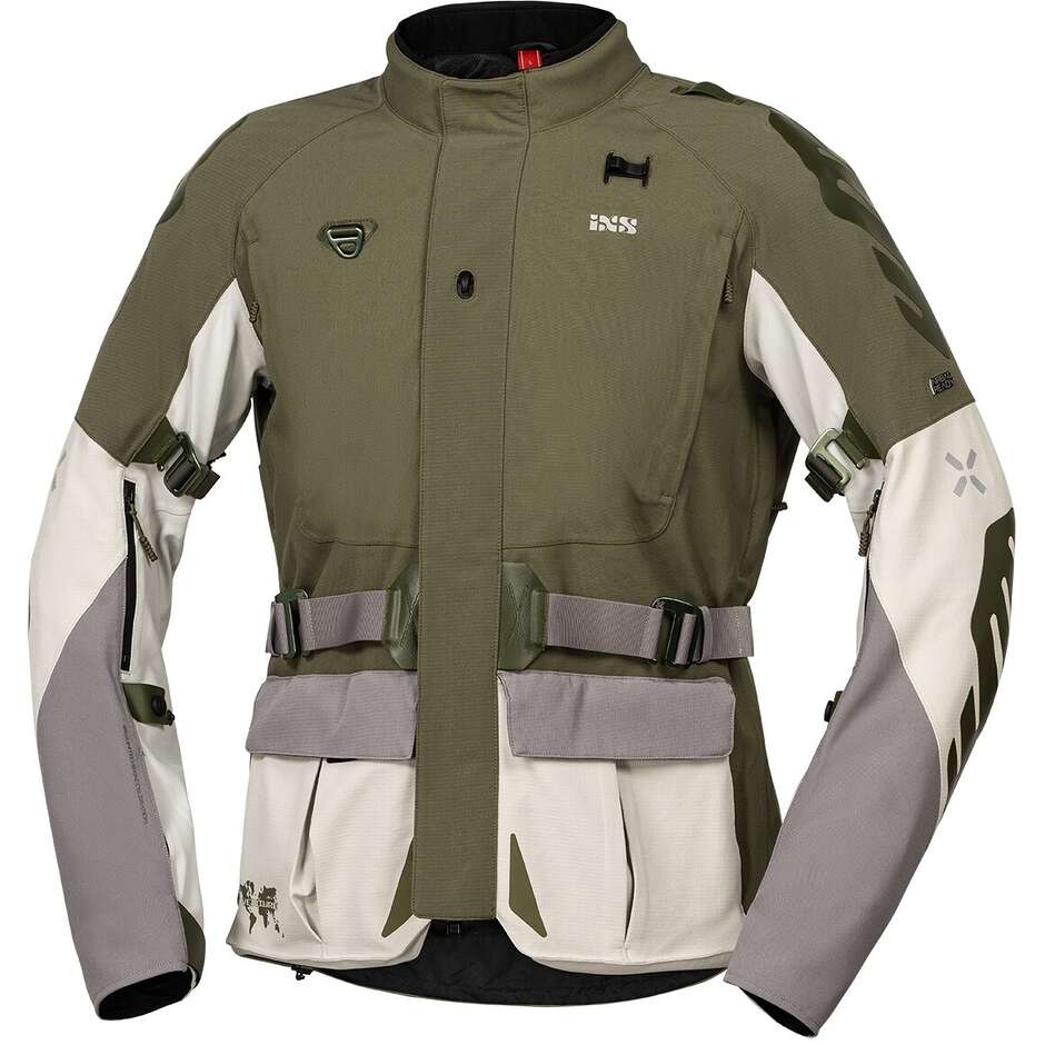 Ixs Venture-STX 1.0 laminierte hellgrau-olivgrüne Motorradjacke
