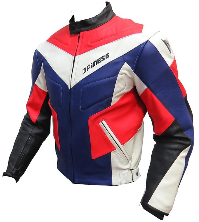 Jacke aus Weiß Leder Rot echtem Blau Motorradjacke Dainese G.Peack Online-Verkauf