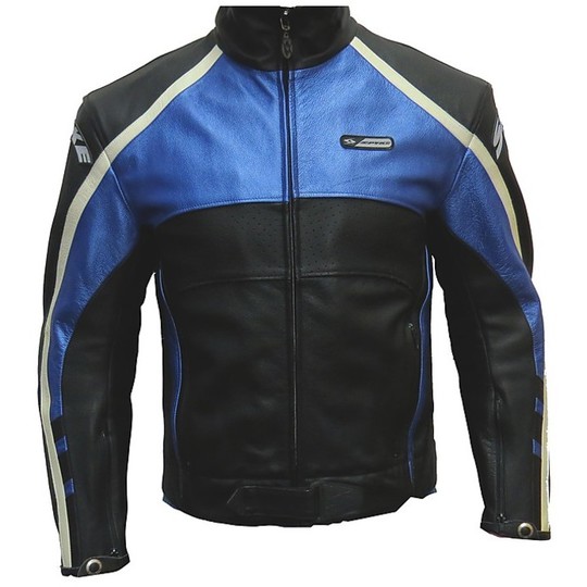 Jacke aus echtem Leder Motorradjacke Spyke Thorn Gp Schwarz / Blau